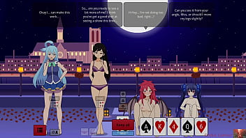 Strip poker with aqua mari & noire gets out of hand—ends in a heated show