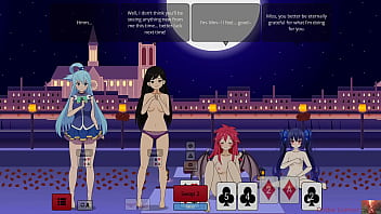 Strip poker with aqua mari & noire gets out of hand—ends in a heated show