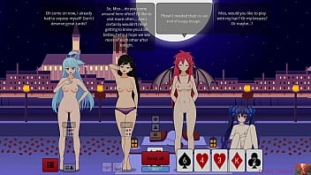 Strip poker with aqua mari & noire gets out of hand—ends in a heated show