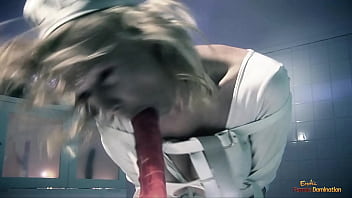 Crazy blonde hottie loves bouncing on her pussy on a big dildo before screwing with two guys in front of another hottie until they get sprayed with warm jizz