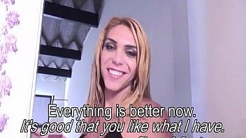 Naked Blonde Shemale Fucks Her Man thumbnail