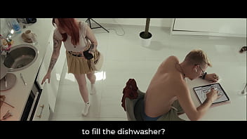 Step mom stuck in dishwasher must step son fuck her