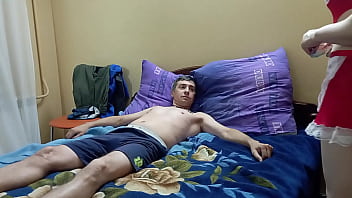 I am too tired to fuck but my good wife makes me cum with her mouth and hands