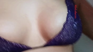 Close up natural tits boucing jumping in lingerie