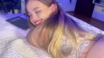 My stepsister was reading a book on my bed so i started fingering her