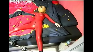 Girl inside red latex looking amazing