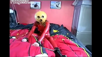 Girl inside red latex looking amazing