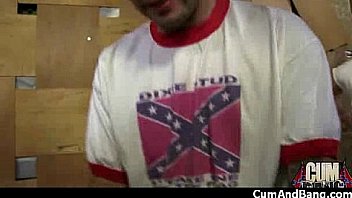 Ebony slut blows a group of horny dudes 18