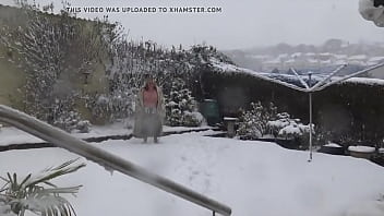 Sam plays in the snow