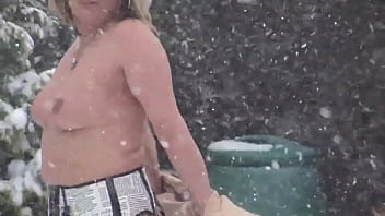 Sam plays in the snow