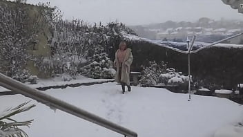 Sam plays in the snow