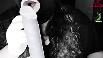 Greendeerowl puts on a mask and plays with and a dildo