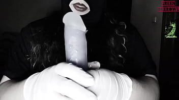 Greendeerowl puts on a mask and plays with and a dildo