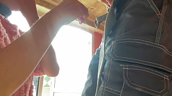 Accidental blowjob in the laundry room the painter cums in my mouth