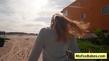 Sensual blondie teenager gives oral sex to her friend while he is driving