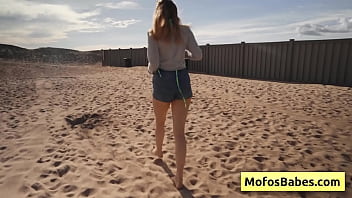 Sensual blondie teenager gives oral sex to her friend while he is driving