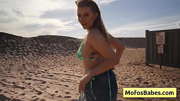 Sensual blondie teenager gives oral sex to her friend while he is driving