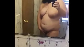 Girl wearing mask rubbing herself