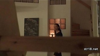 Sexy teen rubs while sucking cock