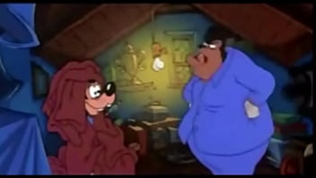 Goofy having fun with peg in bed