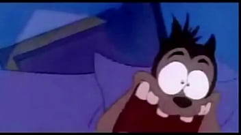 Goofy having fun with peg in bed