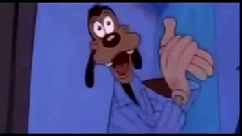 Goofy having fun with peg in bed