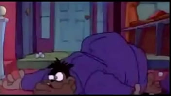 Goofy having fun with peg in bed