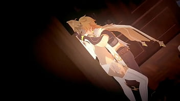 Navia cavalgando no pau do aether