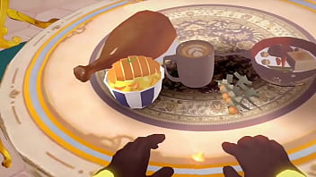 Navia cavalgando no pau do aether