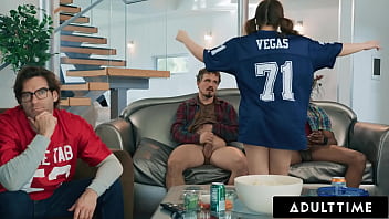 Hot babe has sneaky sex with 2 studs