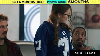 Hot babe has sneaky sex with 2 studs