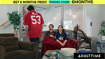 Hot babe has sneaky sex with 2 studs