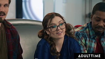 Hot babe has sneaky sex with 2 studs