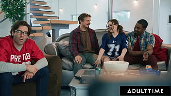 Hot babe has sneaky sex with 2 studs