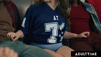 Hot babe has sneaky sex with 2 studs