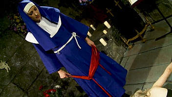 Naughty dominatrix nun angel long fucks the cum out of katie k