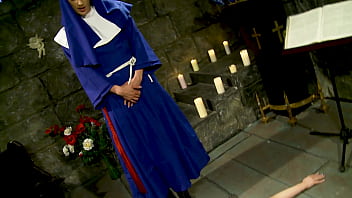 Naughty dominatrix nun angel long fucks the cum out of katie k