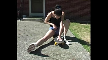 Zoe amateur skater shows her pierced nipples & flashes pussy