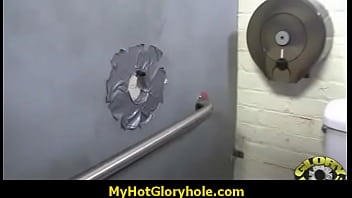 Cuckold hubby sucks snowball at gloryhole 14