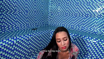 Hot latina with a big ass gets her pussy fucked by a huge cock on a sauna