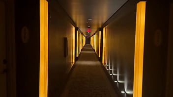 Walking down the hotel hallway my flip flops are laf there’s some waiting for me behind one of these doors i’