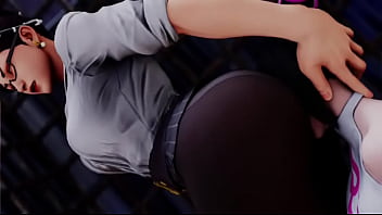 Street fighter li sitting on juri's face