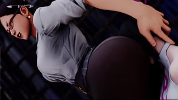 Street fighter li sitting on juri's face
