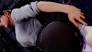 Street fighter li sitting on juri's face