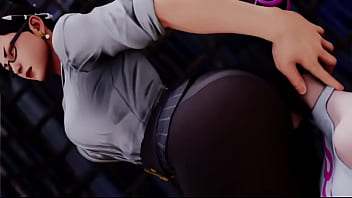 Street fighter li sitting on juri's face