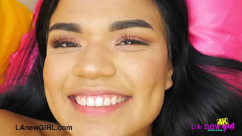 Radiant dark tressed model naked close up