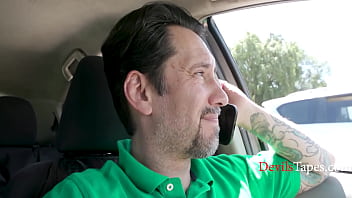 Busty redhead madison seduces a lucky stranger & takes him home for anal fun