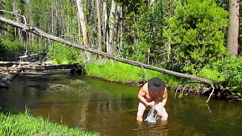 Simscristian05 update #261 naked bathing in the creek and posing at the campfire sign oct 19 2025