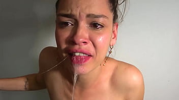 Latina brunette amateur gets mouth fucked raw until she drools