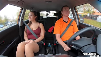 Euro babe publicly fucked during driving lesson